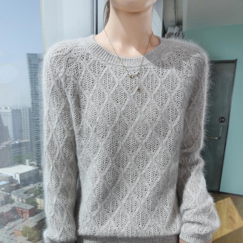 Prodyšný svetr ze směsi norka Dámský lehký pletený top pro všechna roční období