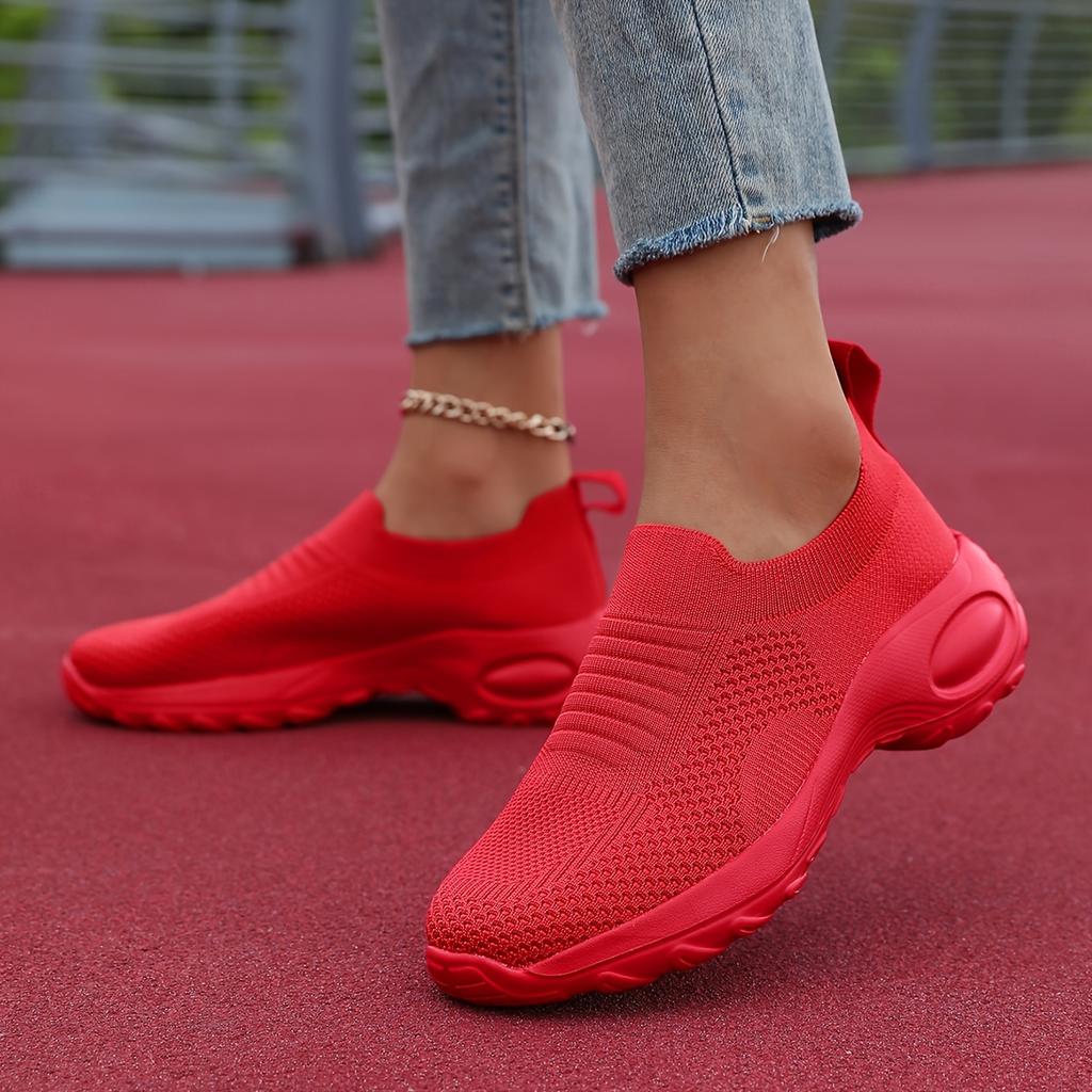 Women's Breathable Slip-On Platform Sneakers  Cushioned Comfort Low-Top Casual Shoes with Non-Slip EVA Sole Cushioned Comfort Sole