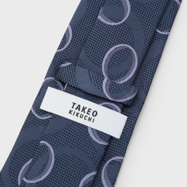 [TAKEO KIKUCHI] Auspicious Necktie PNJ Tomoe Pattern Geometric Necktie Navy (594) 00