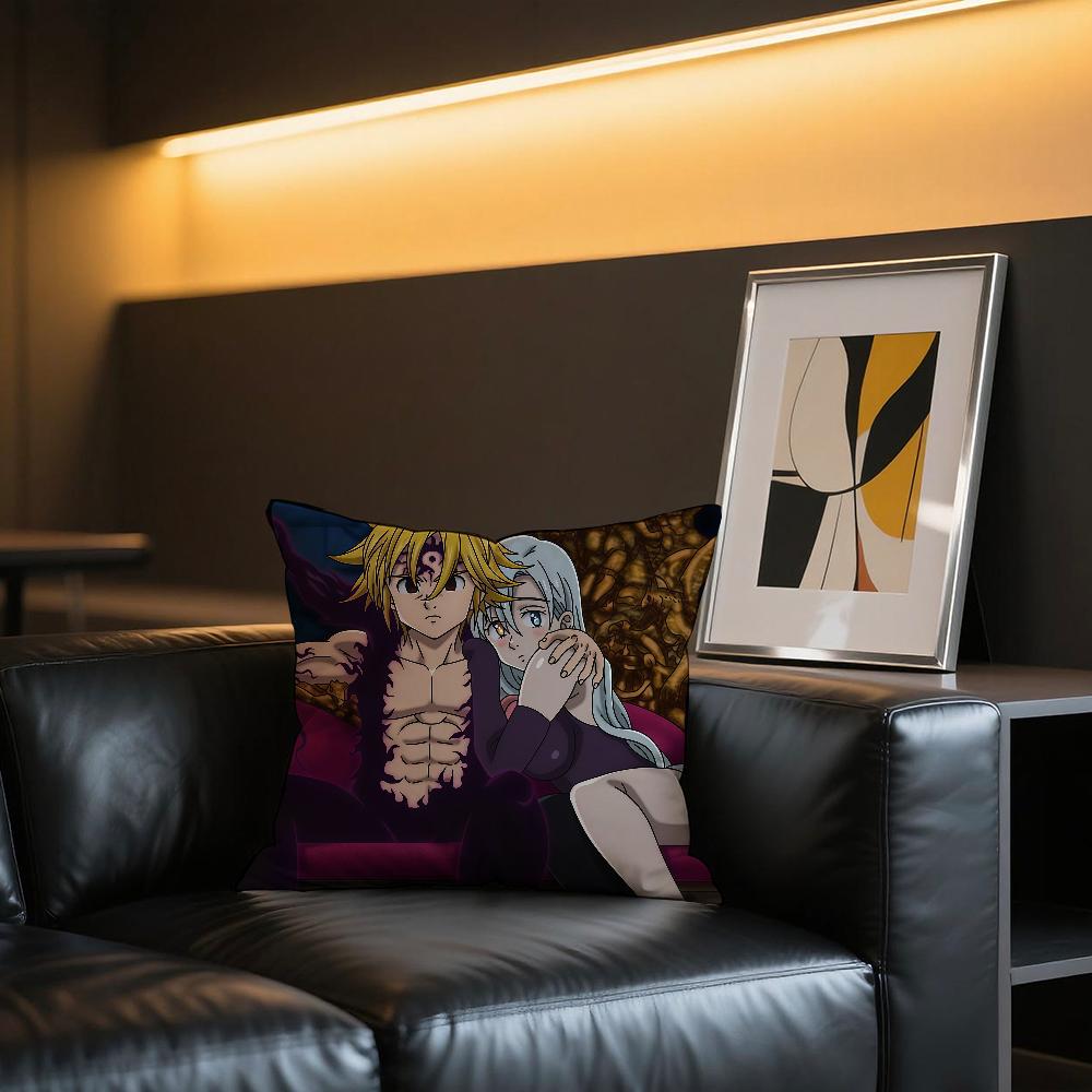 Funda de cojín Anime The S-Seven D-Deadly Sins Meliodas Cómoda y suave ropa de cama amigable con la piel almohada de sofá para el tiempo libre funda de almohada para coche