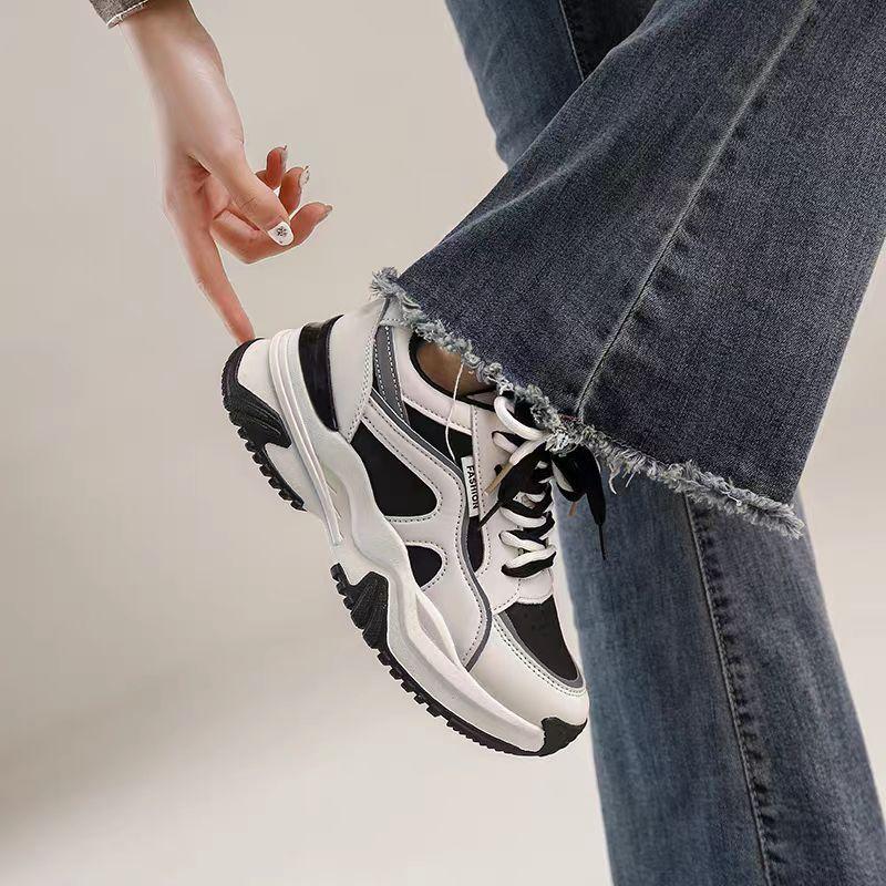 

Туфли Panda Dad на толстой подошве, женские, весна-осень, новые универсальные белые туфли с флисовой подкладкой, повседневные кроссовки 40