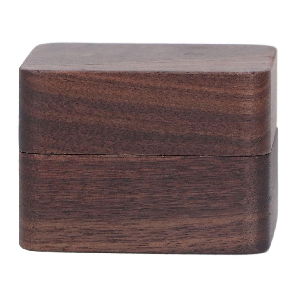 Wood Ring Box Retro Beautiful Portable Magnet Button Black Walnut Ring Box for Proposals