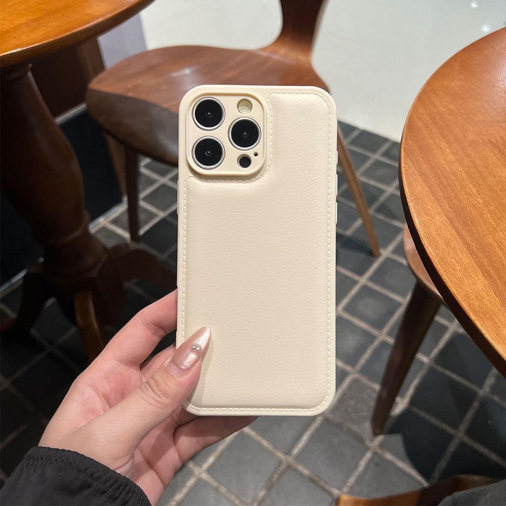 Solid Color Leather Texture Full Coverage Case for iPhone 17 Pro Max - Drop Protection, Niche Design
