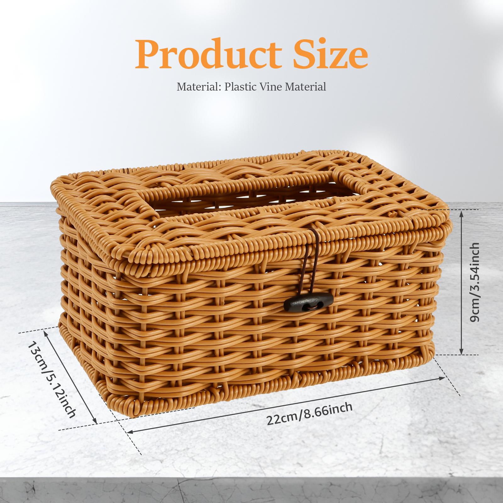 

Rattan Tissue Box Rectangular Tissue Box With Flip Open Top Home Living Room Storage Box for Kitchen Office Bathroom Decoration коричневый