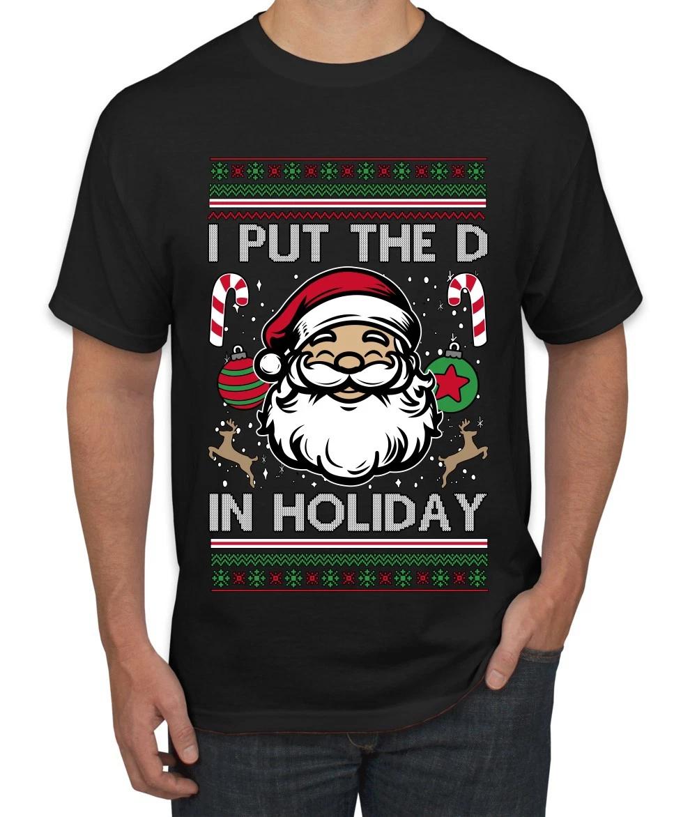 I Put The D In Holiday Couples Matching Ugly Christmas Men s T- Shirt 3XL