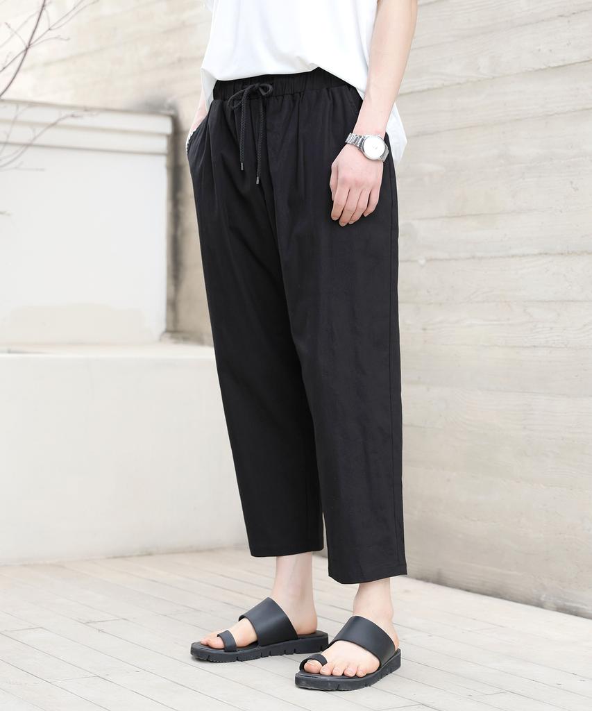 Jikeulib Elastic Waist Spandex Crooked Wide Pants