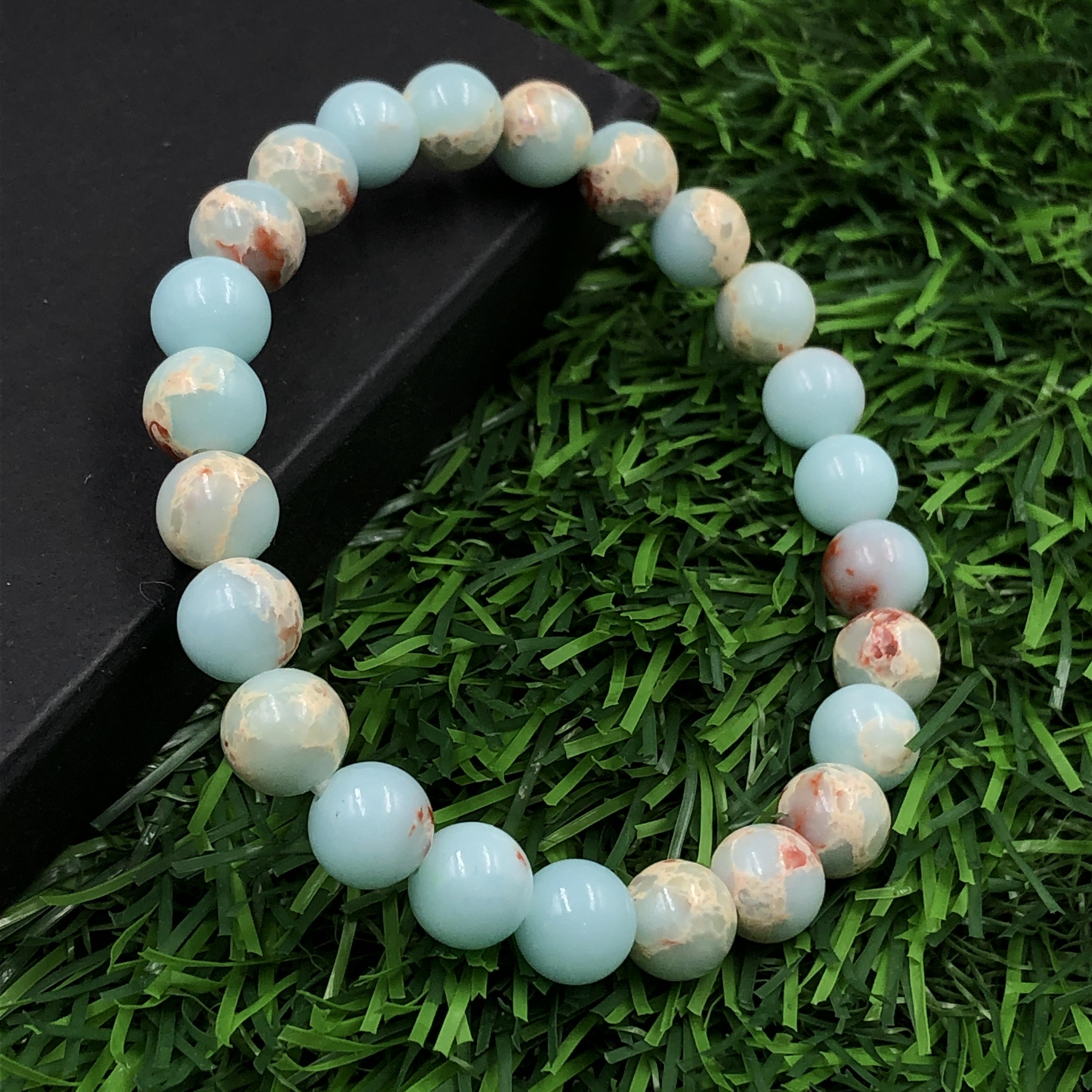 8mm Natural Sea Sediment Jasper Gemstone Beads Stretch Bracelet 7.5  Handmade Jewelry For Women/Men RBB-34