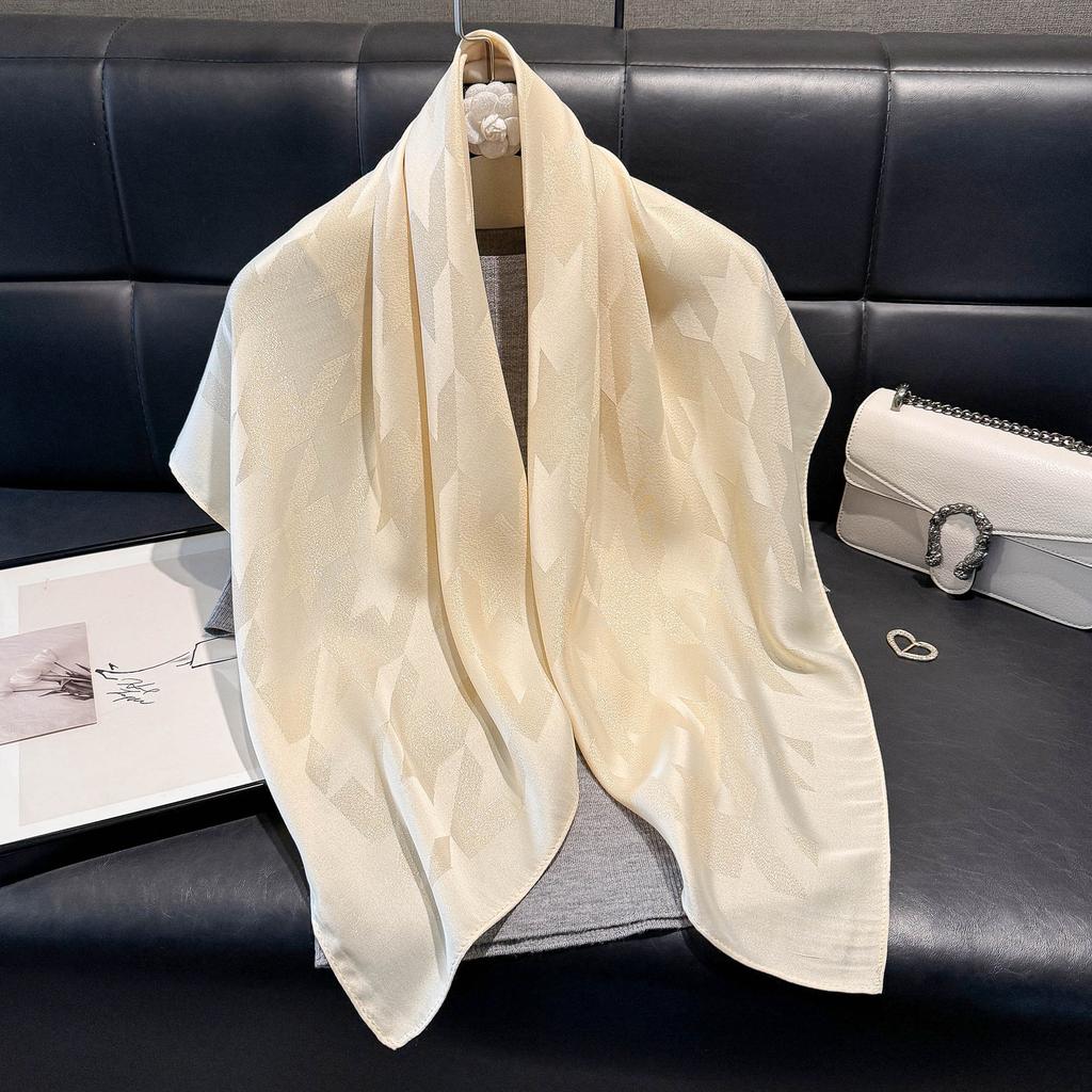 Fashion 90 Square Scarf Women'S Thousand Bird Grid Scarf Middle Eastern Headscarf Versatile Day Silk Cotton Silk Scarf Retro