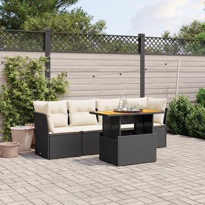Vidaxl 5-Cz. Garden Lounge Set, Cushions, Black PE Rattan