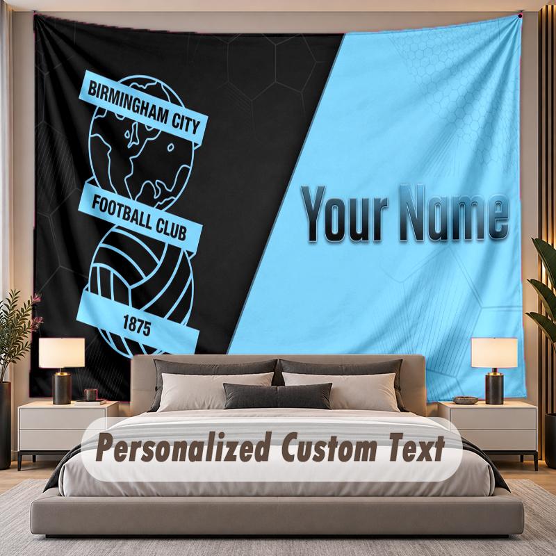 Custom Name Text Tapestry BIRMINGHAM CITY Personalized Polyester Wall Tapestry For Bedroom And Room