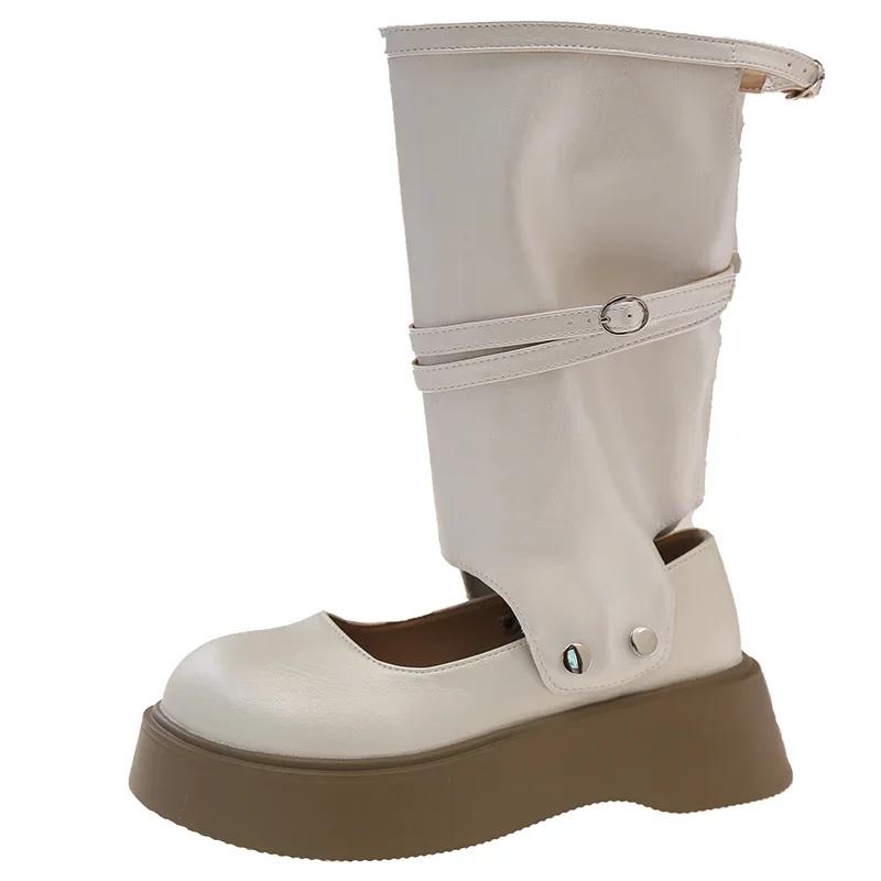 Women Cool Boots Sandals Mid Calf Flats Platform Shoes Summer New 2025 Trend Casual Woman Sandals Brand Zapatillas Mujer