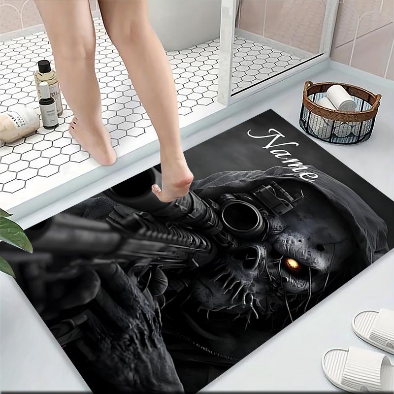 Custom Name Sniper Skull Artwork Carpet Rug Customizable Soft Washable Anti-Slip Home Living Room Sofa Mats Personalized Rug. 0909163