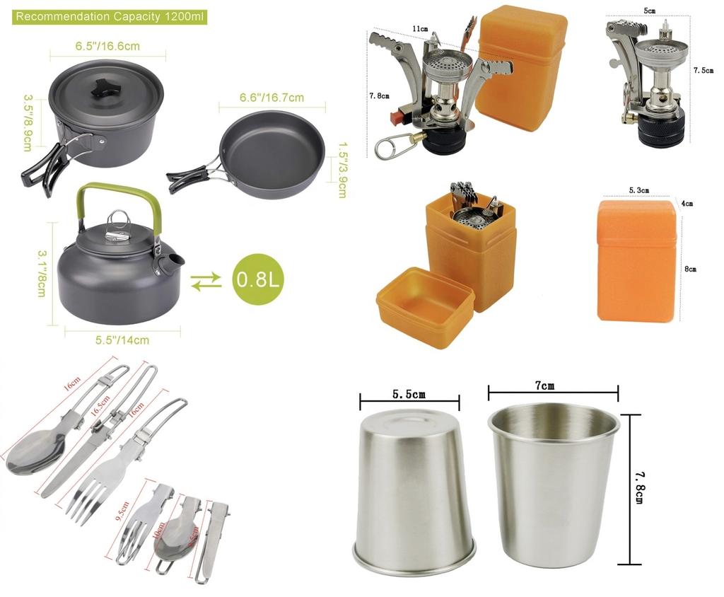 Compact Stainless Steel Outdoor Cooking Set Heat-resistant Handles Durable Camping Cookware for All-in-One Camping Hiking