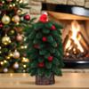 Weihnachts-Mini-Schlafzimmer Simulierte Kiefernadelbaum-Atmosphäre Dekoratives Rotes Haarball-Schreibtischornament Festivaldekoration