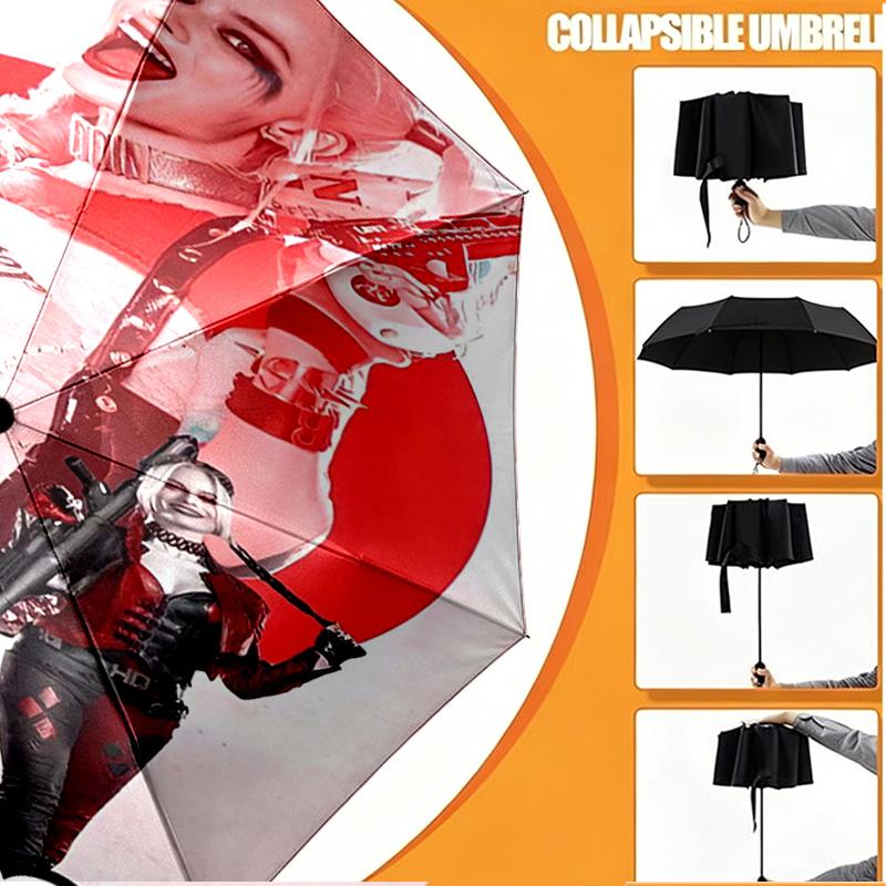 Custom Name Personalized Superhero Print Umbrella, Auto Open Close, 8‑Rib Sturdy Frame, Commute Camping Hiking Use, Birthday Gift