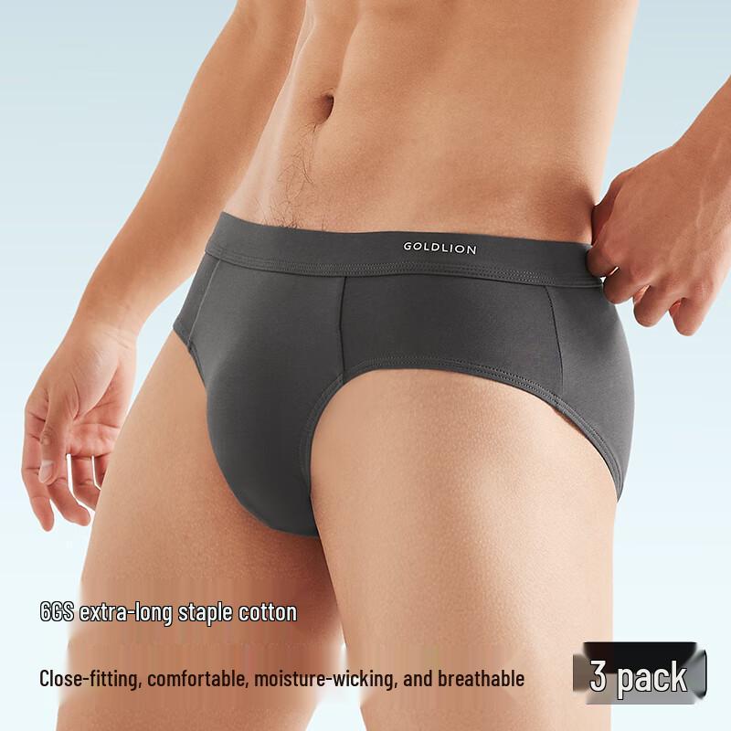 Goldlion Men's 7A Antibacterial Pure Cotton Briefs 3-Pack