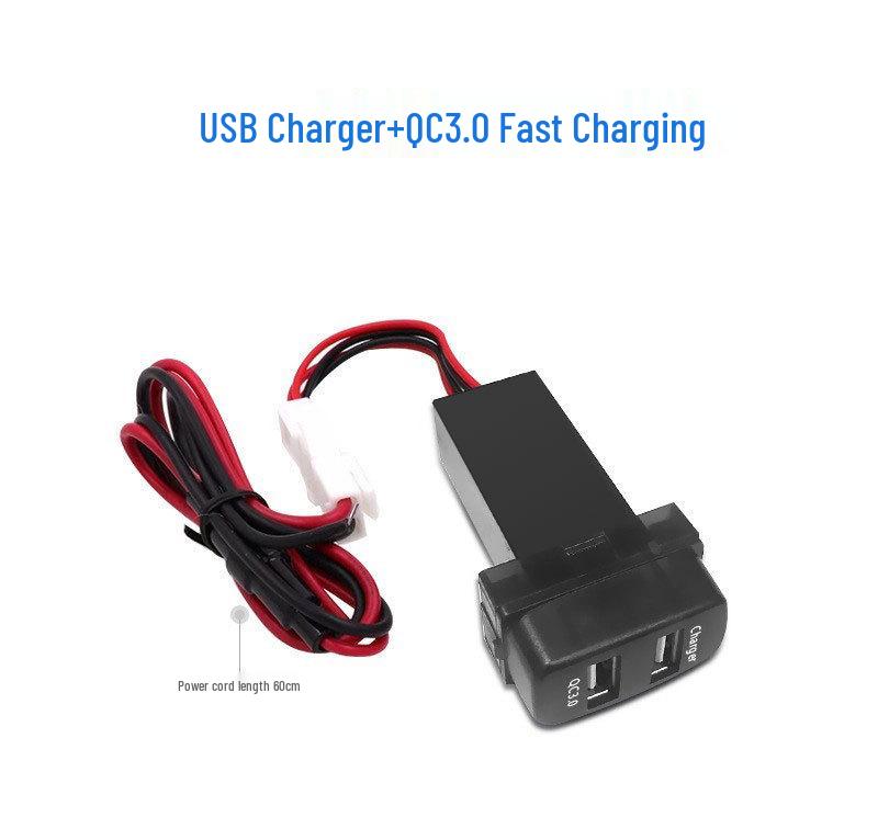 Mitsubishi Dual USB Car Charger with QC3.0 Fast Charge, AUX, HDMI, and USB Flash Drive Support