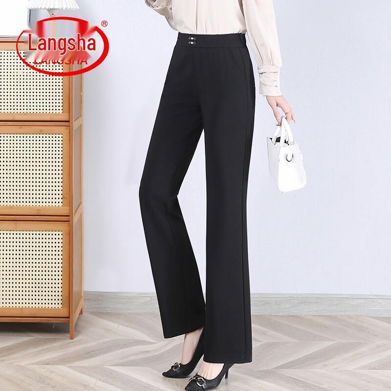 LangSha Women s High-Waist Draped Flared Dress Pants XL