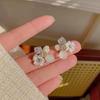 Elegant Retro Floral Crystal Stud Earrings - Korean Irregular Fairy Style