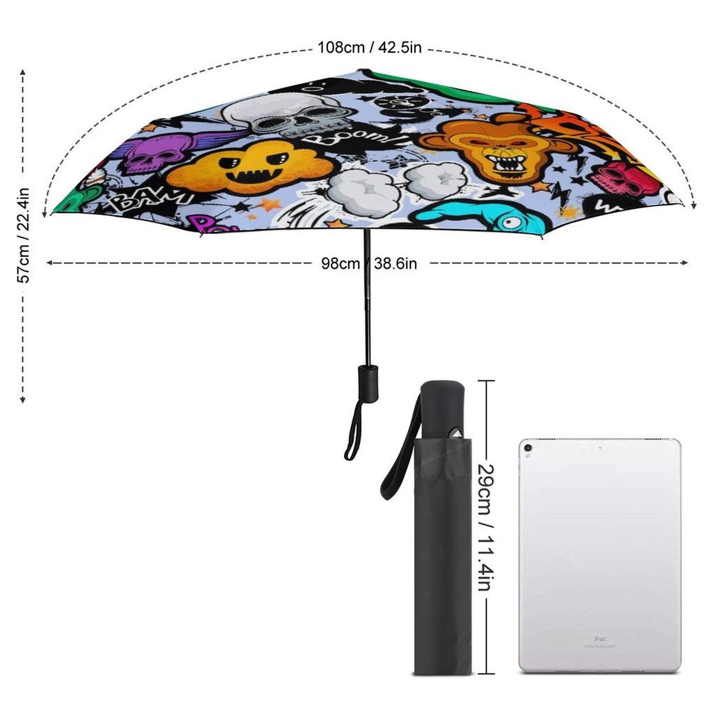 1 Pack Automatic Umbrella With Efficient Auto Mechanism And Wind Resistant Frame Designed For Travel Graffiti Style