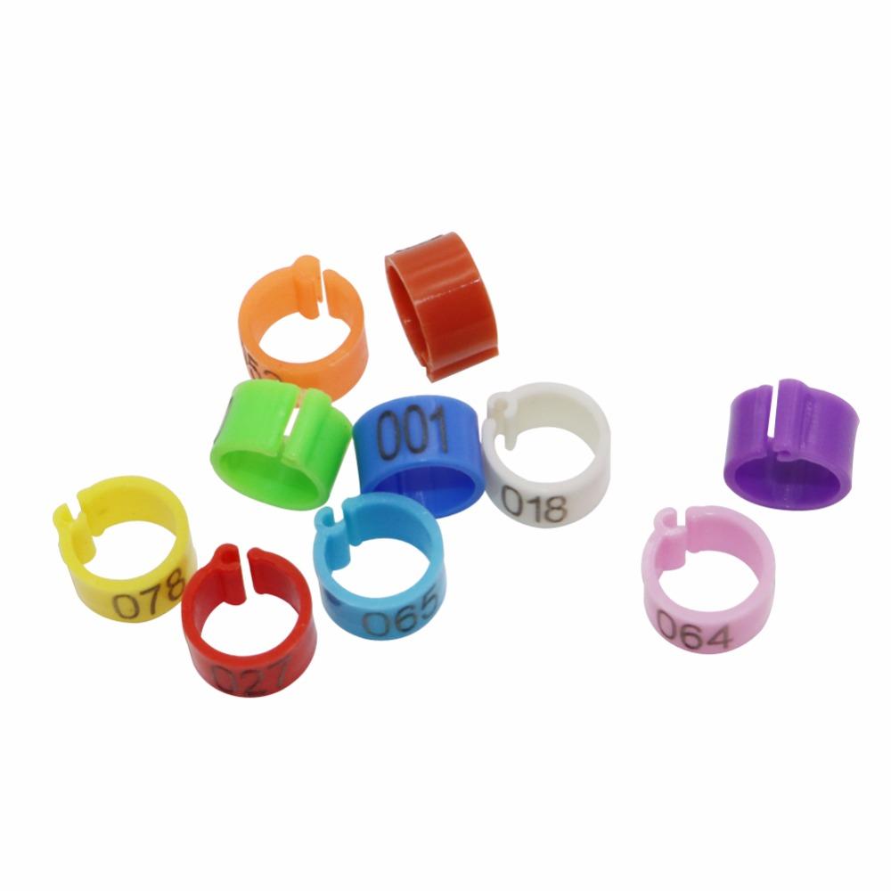 1000 Pcs Pet Supplies Bird Clip Ring 8mm Plastic Digital Markup Parrot Pigeons 10 Colors Marking Ring No.1-100