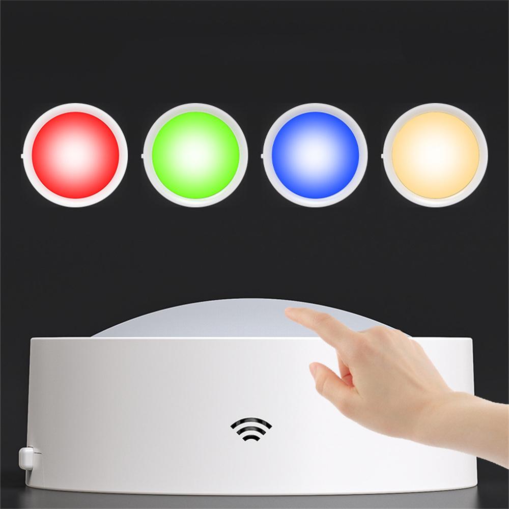 USB Rechargeable LED Puck Light  RGB Color  3 Lamps  1 Remote and Timer  Holiday Fairy Decoration for Bedroom Foyer  86mm
