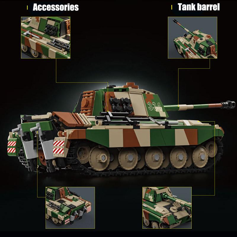 Military "Tiger King" Tank Building Block Toy for Puzzle Assembly and Intelligence Development WW
