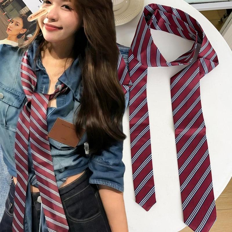 Adjustable Red Stripe Design Tie Belt Unisex Waist Accessory Necktie Style Belt Fashion Accessory