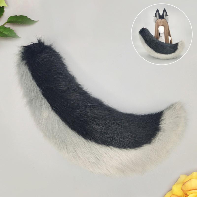 Handmade Cosplay Wolf Ears Headband Tail Set Adults Anime Costume Accessory Black Themed