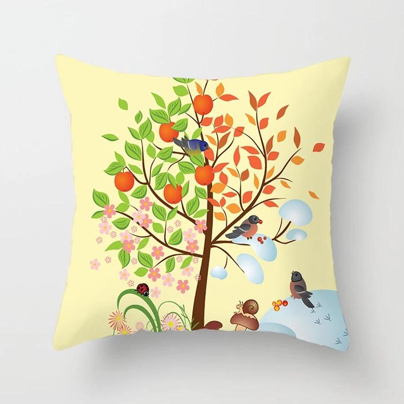 Colorful Tree Pattern Pillowcase Interior Decoration Office Living Room Home Pillowcase
