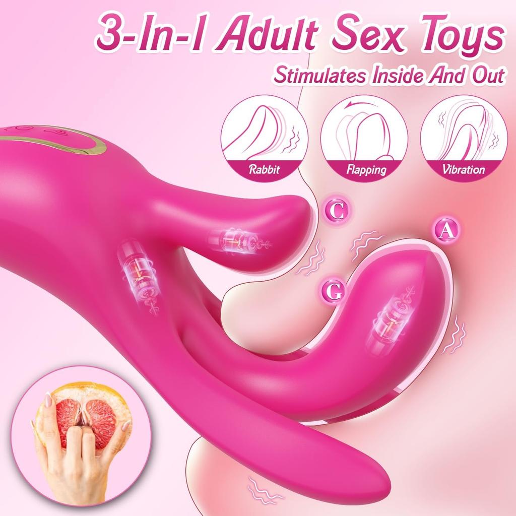 3 In 1 Silicone Women Adult Toys Couple Sex Toys - Finger Vibrator Has 10 Slapping Modes and 10 Vibration Modes To Stimulate G-spot and Clitoris,