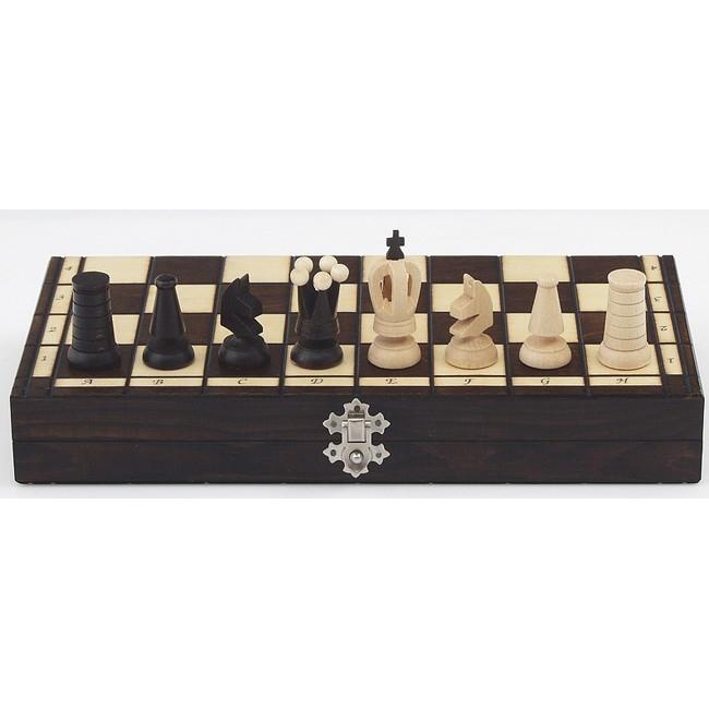 Dřevěná šachová sada Model Royal 27x27cm Suvenýrové šachy Unikátní šachová sada Starožitné ručně vyráběné šachové sady 152