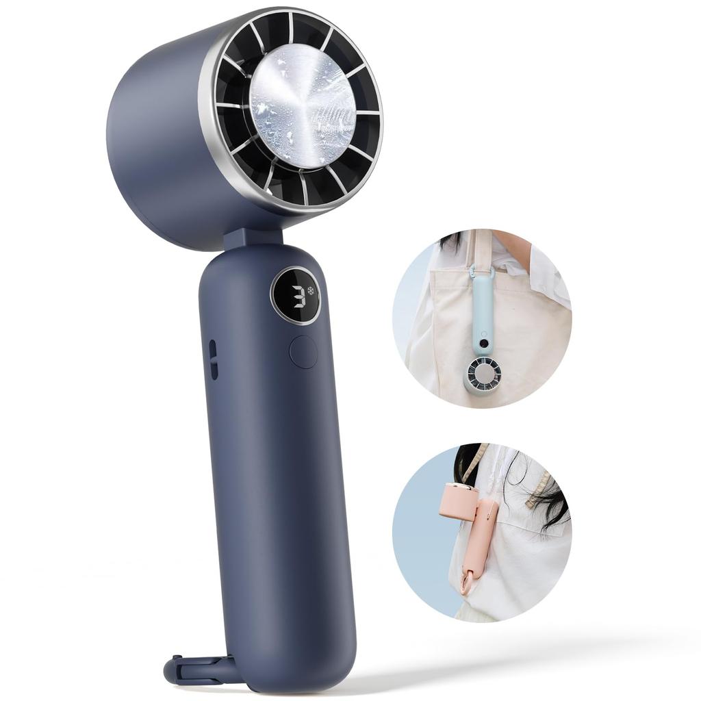 SHISHAMO Handheld Fan with Cooling 5000mAh Up To 20 Hours of Continuous 3 Airflow Strong Mini USB Carabiner Safe Cools Down Heat Perfect for and