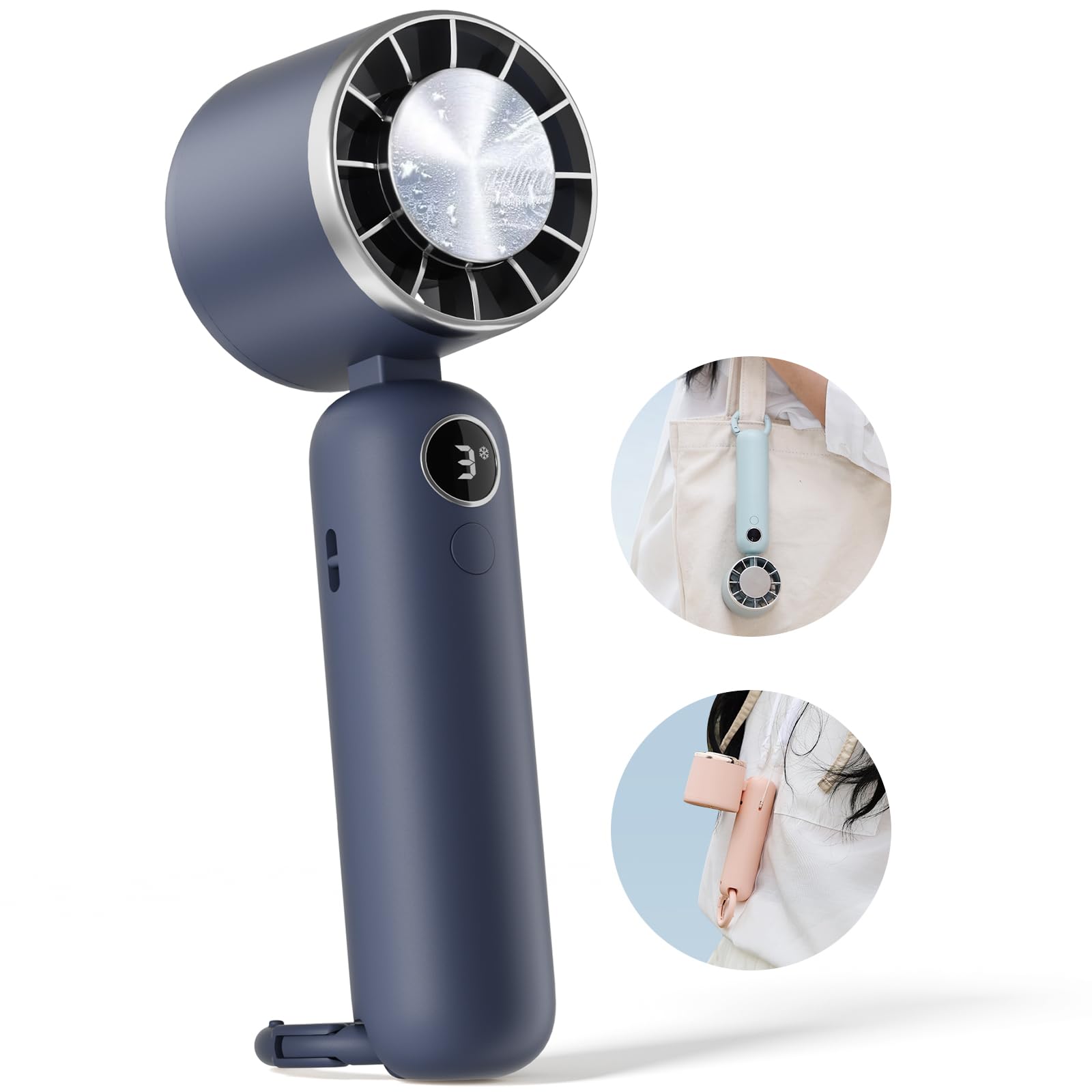 

SHISHAMO Handheld Fan with Cooling 5000mAh Up to 20 Hours of Continuous 3 Airflow Strong Mini USB Carabiner Safe Cools Down Heat Perfect for and