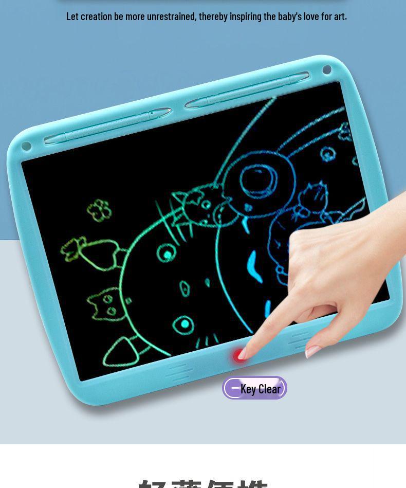 15" Rechargeable LCD Writing Board: High-Brightness Color Drawing Tablet for Smart Office and Children's Early Education.