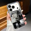Retro Collage Style Phone Case For iPhone 17 Pro Max Plating Lens Frame Clear Soft Cover For iPhone 16 15 14 13 Pro Max 11 16E 17E