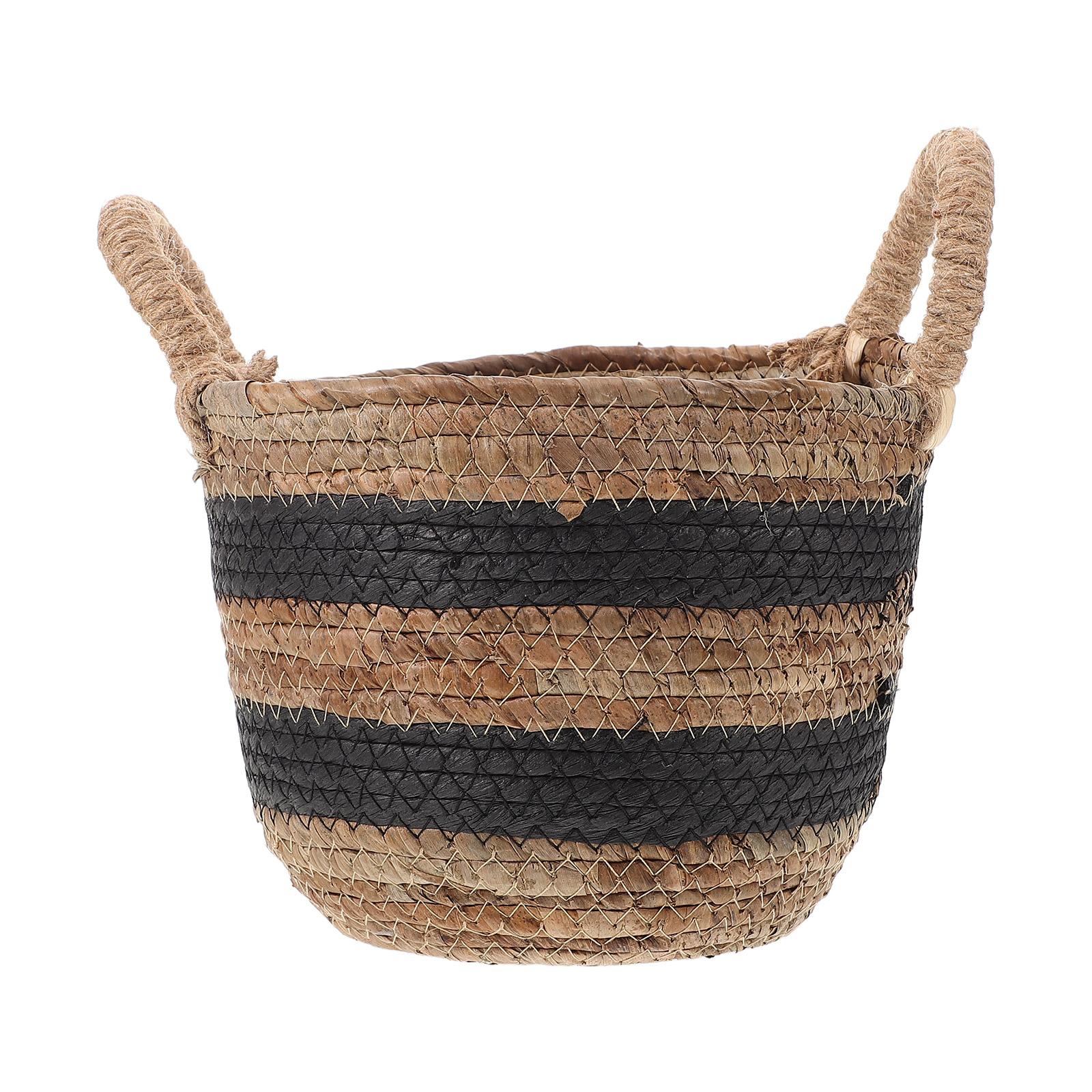 

Корзина для хранения из лозы большой вместимости, плетеная вручную из ротанга, органайзер, держатель для цветочного горшка, контейнер для полотенец, корзина для продуктов, корзина для игрушек 23.00X22.00X22.00CM