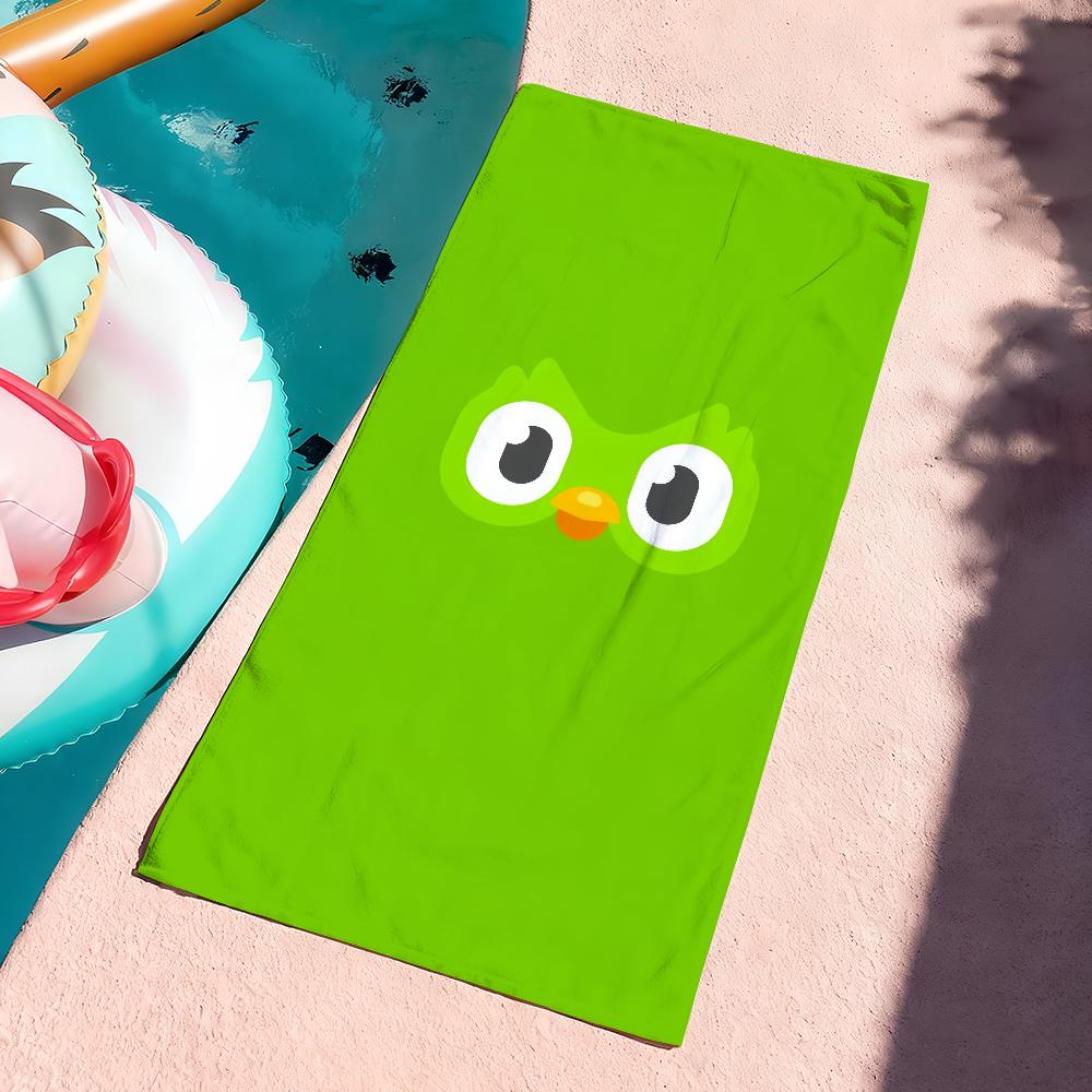 

Green Anime Big Eyes Cartoon D-Duolingo-Study Cute Towel Quick Dry Soft Yoga Swimming Fitness Mountain Climbing Beach Towels W40*H60(CM)