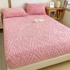 3D Embossed Velvet Bed Cover Thick Warm Plush Fitted Bed Sheet Non-Slip Elastic Mattress Cover Breathable, noiseless mattress cover,