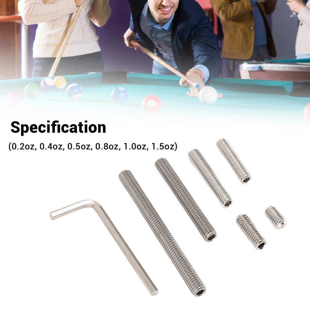 8pcs Metal Cue Weight Bolt Kit Multi-Size Protective Cover Pool Cue Weight Set  Standard Cue Stick