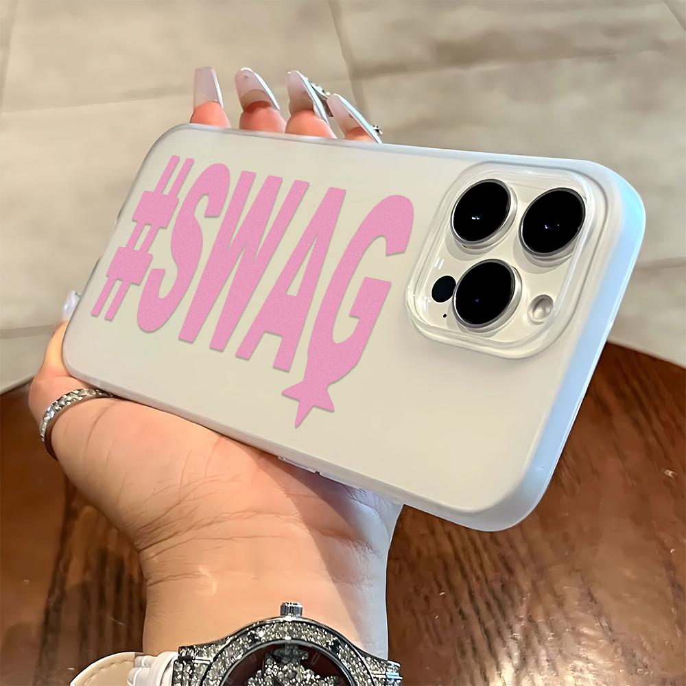 SWAG Pink Font  Phone Case For IPhone 17 Air 16 14 15 Pro Plus 13 12 11 Pro Max 16e XR XS Shockproof Silicone Phone Cover Fundas iphone 11 Pro