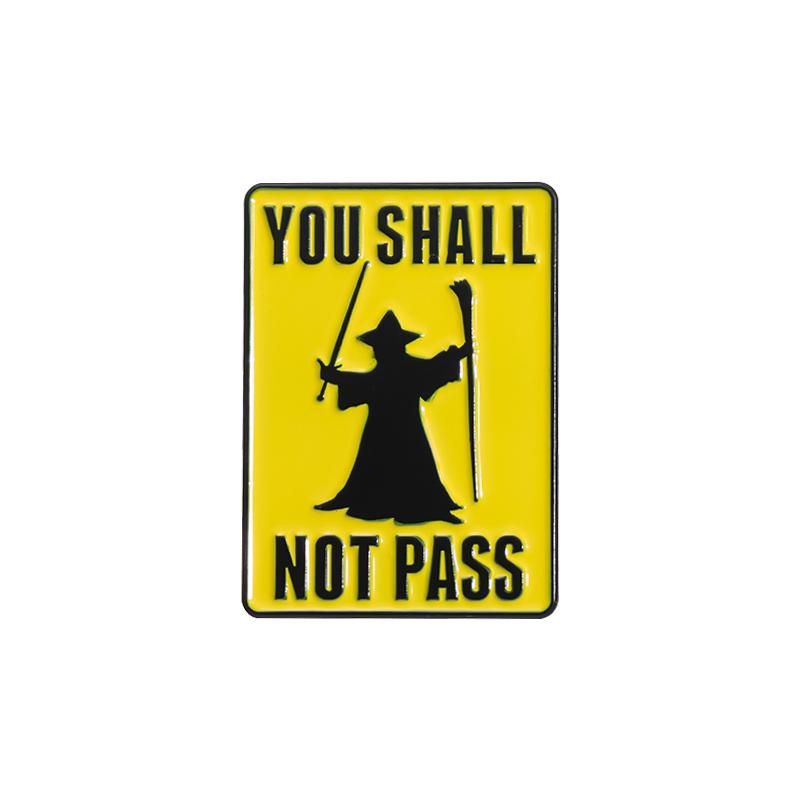 Warning Signs Enamel Pins Witch Dragon Piranha Punk You Shall Not Pass Brooches Backpack Lapel Badges Jewelry Gift