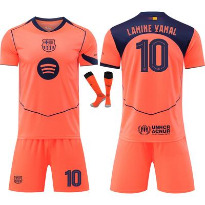 Maglia da Calcio Arancione UEFA Champions League 25-26 Barcellona per Bambini e Adulti LAMINE YAMAL #10