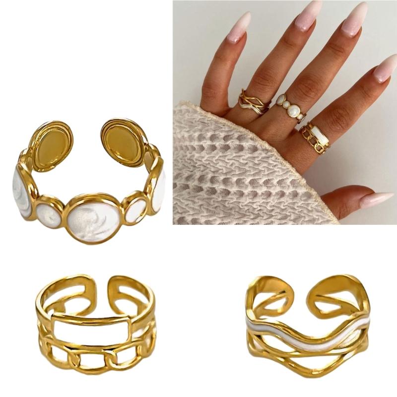 Elegant Finger Rings Party Accessories Geometric Weddings Rings Stainless Steel Texture Suitable for Fashion Casual Look
