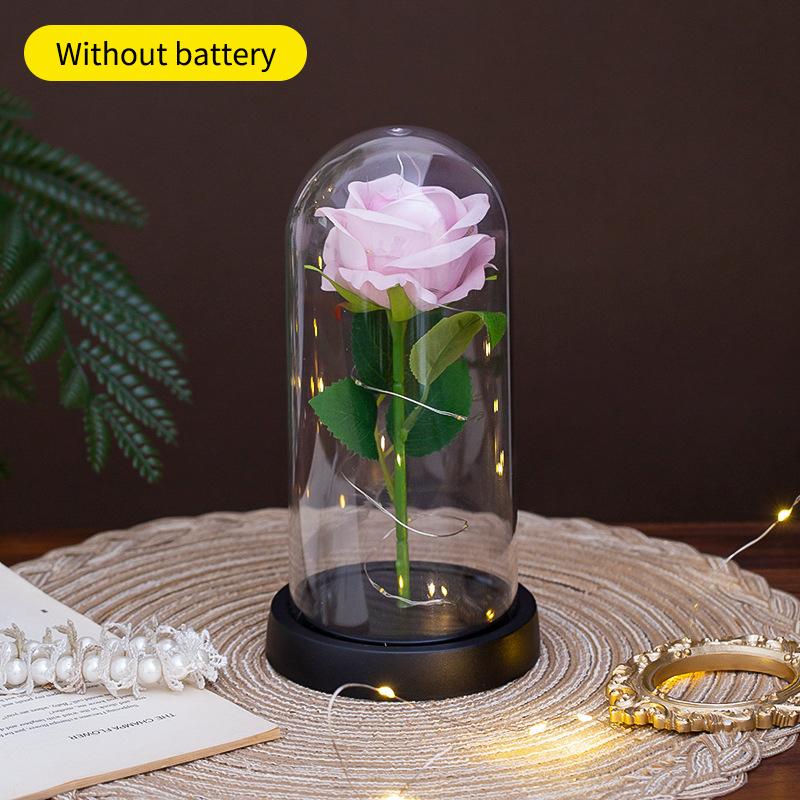 Wedding Birthday Valentine Day Present Eternal Rose Flower Vivid Luminous Ornament For Women Mom Girlfriend Wife Household Decoration