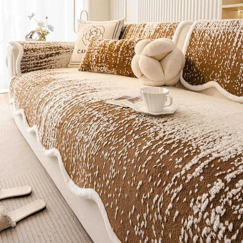 New Irregular Shaped Sofa Cover Fabric Minimalist and Fluffy Comfortable Sofa Cushion Cover Soft and Thick Fixed and Non Slip
