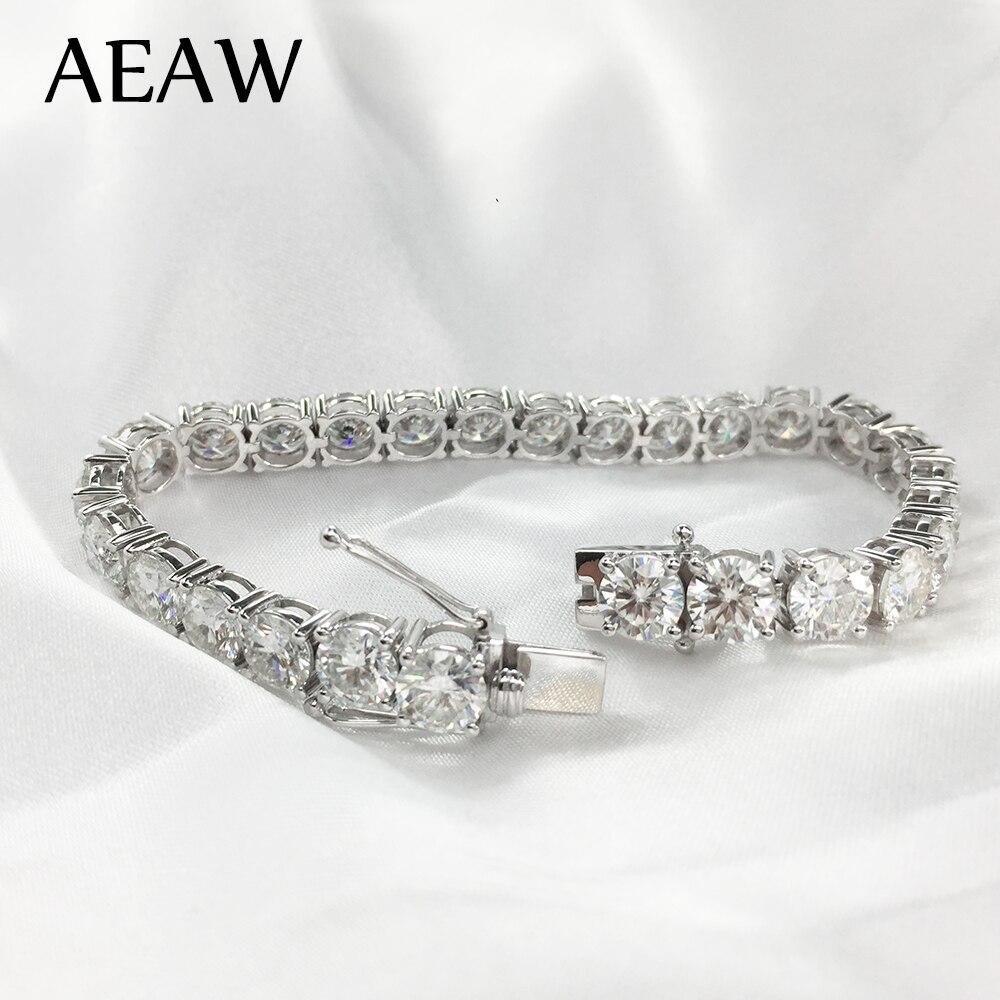 Platinum Plated Silver 12 .4ctw 18cm Length 4mm F Near Colorless Moissanite Tennis Bracelet For Women