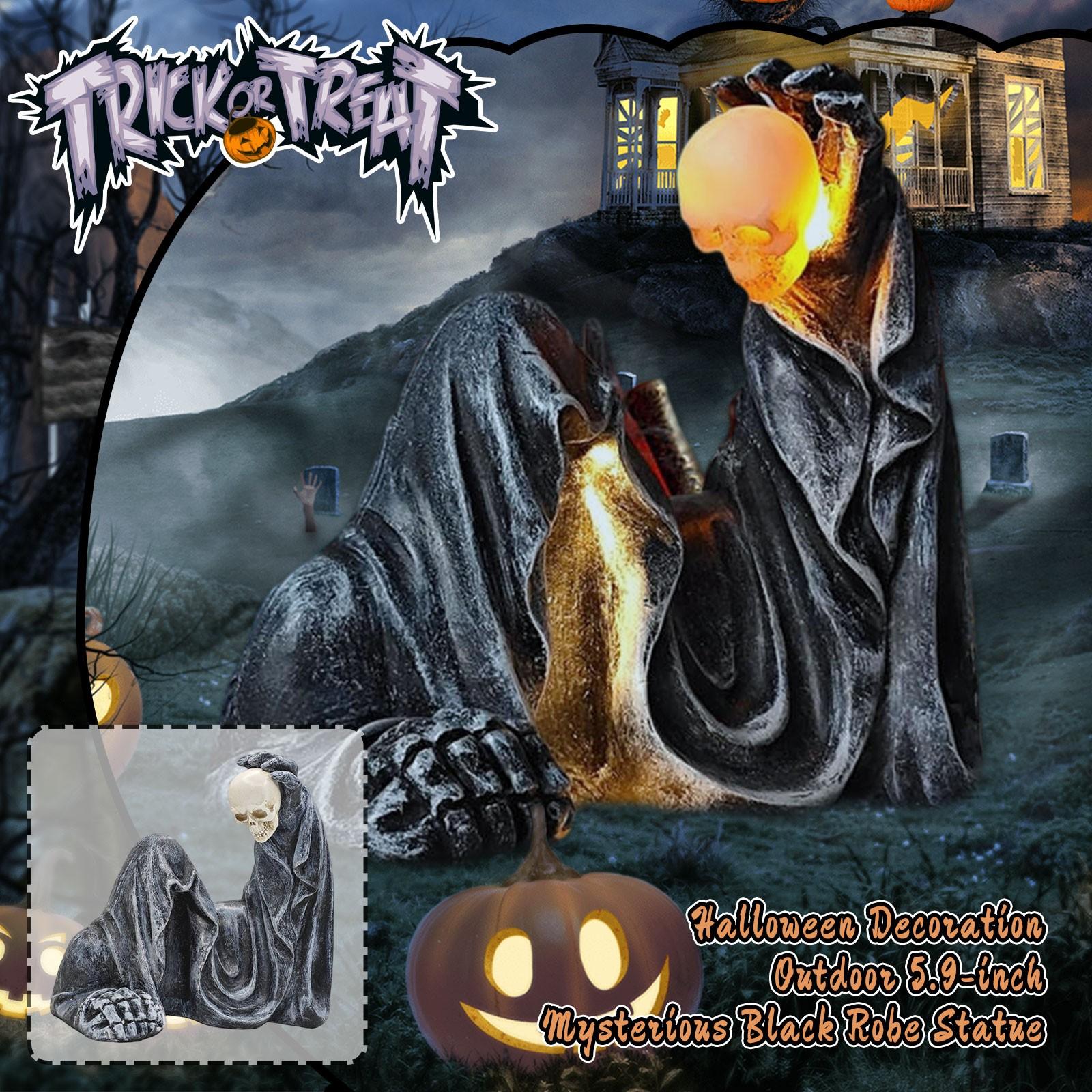 

Хэллоуин Украшение Уличное 5,9-дюймовая Таинственная Статуя в Черной Мантии-декоративная Смоляная Статуя Странное Украшение One Size