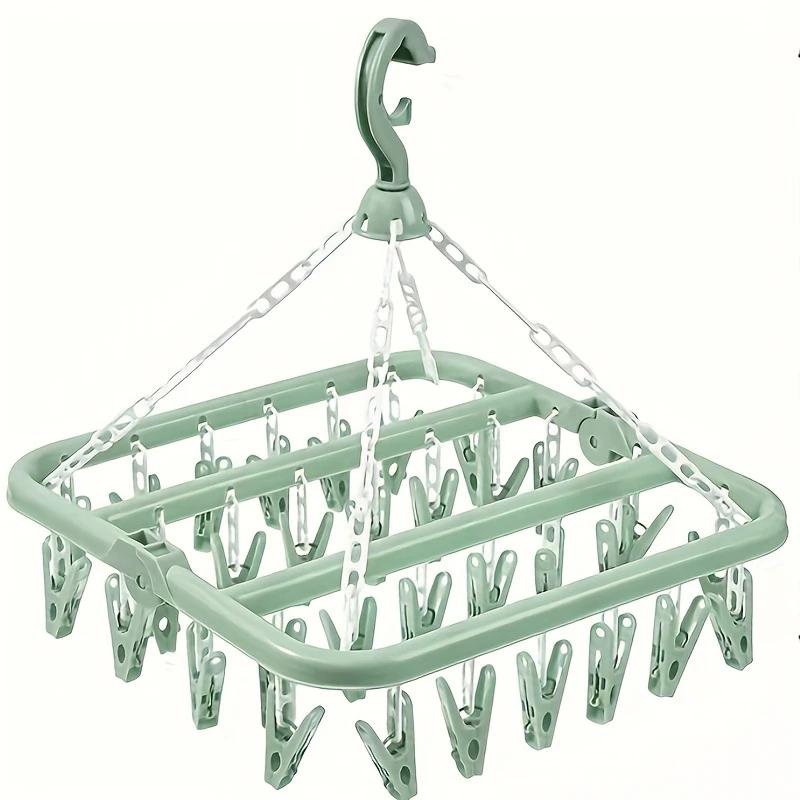 Plastic Hanger with 32 Clips, Designed Specifically for Hanging Clothes, Underwear, Socks, and Daily Household Items