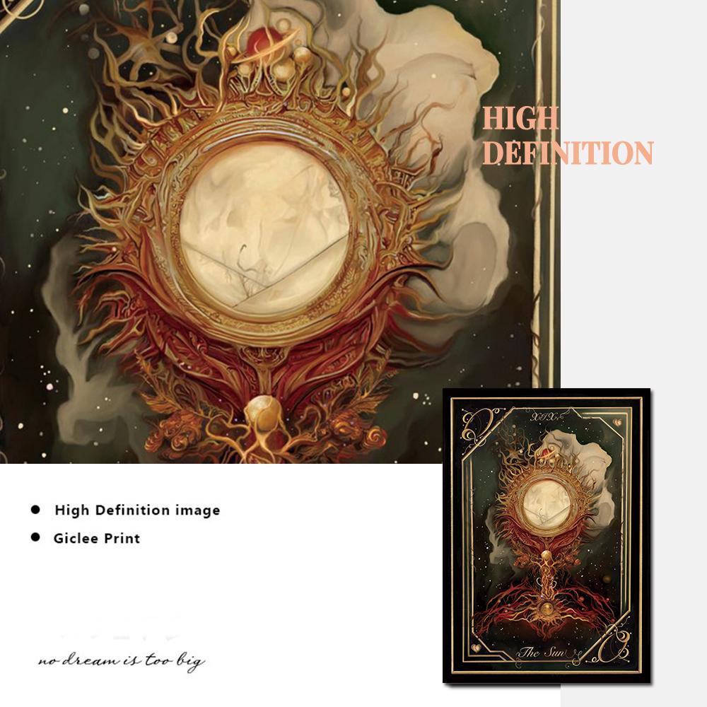 Slunce Měsíc Hvězda Srdce Tarotové karty Obrazy na plátně Obrazy na zeď Umělecké obrazy Vintage Magic Tarot Card Print Painting Kitchen Decor